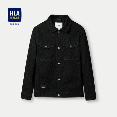 HLA/海澜之家时尚工装夹克2024春夏新款翻领多口袋植绒按扣外套男图片