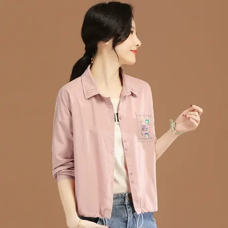 韩潮袭人韩版印花衬衫短外套女2024年春季新款韩版宽松棒球服上衣商品大图