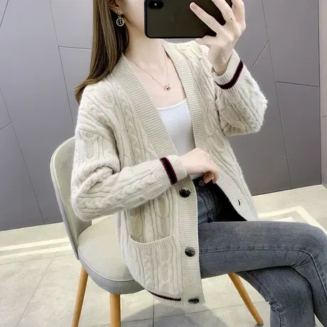 秋季女士毛衣外套女开衫秋装2023年新款爆款针织上衣女春秋款外搭商品大图