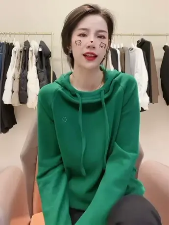 欧货纯色刺绣德绒连帽长袖百搭卫衣女装秋冬新款内搭保暖打底帽衫商品大图