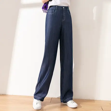 天丝阔腿牛仔裤女夏季薄款女裤2023新款冰丝裤子拖地裤窄版直筒裤商品大图