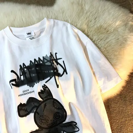 短袖t恤女设计感小众宽松夏季大码宽松遮肉显瘦半袖上衣服韩版潮商品大图