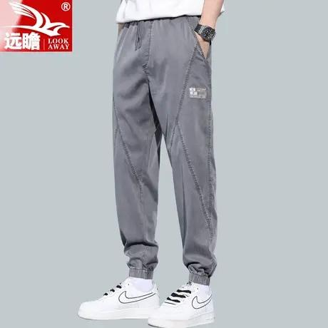 夏天冰丝休闲裤男夏季薄款弹力潮流宽松直筒男士超薄束脚裤子男款图片