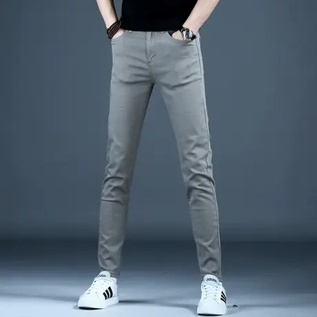 秋冬潮流休闲牛仔裤男款修身小脚弹力2023新款裤子男韩版潮流高档商品大图