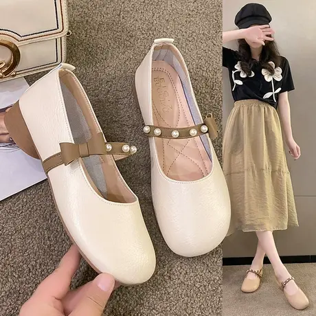 玛丽珍单鞋女夏2023新款春秋平底女鞋晚晚风温柔鞋法式配裙子皮鞋商品大图
