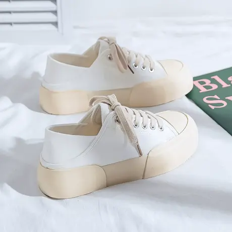 厚底帆布鞋女2021夏季新款韩版ulzzang百搭学生休闲复古港风布鞋商品大图