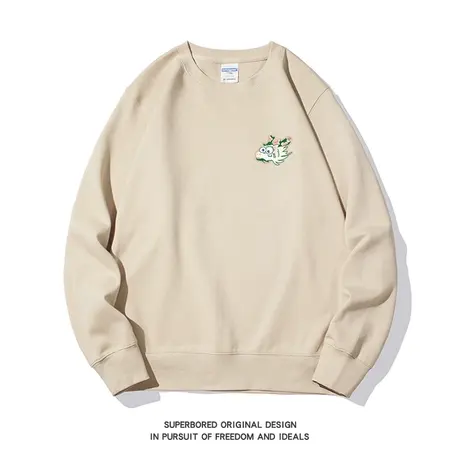 秋冬新款趣味简约龙年卫衣男长袖休闲圆领情侣款简约宽松加绒上衣图片