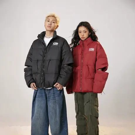 复古设计感立领羽绒服女加厚冬季外套2023年新款情侣装宽松面包服商品大图