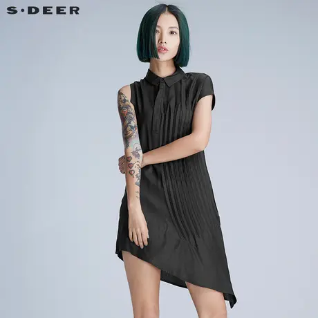 【新品】sdeer圣迪奥女装肌理折痕挺括压褶上衣S16280429图片