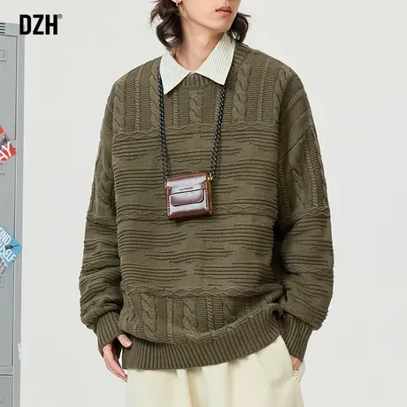 男生内搭秋冬复古圆领毛衣男冬季针织衫2024新款针织衫上衣毛线衣商品大图