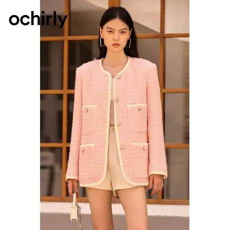 【羊毛花式呢】ochirly欧时力手工编织 小香风外套女2023新款秋冬图片