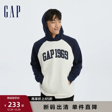 【断码优惠】Gap男女春秋法式圈织软卫衣连帽衫情侣装上衣760405图片
