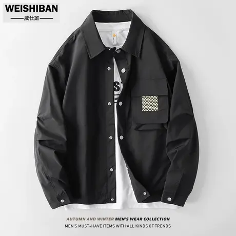 春秋季2024新款高级感廓形翻领夹克男轻熟风痞帅薄款宽松短款外套图片