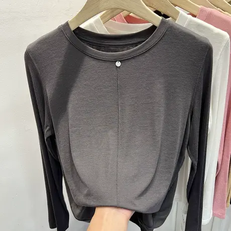 2024早春新款欧货钉珠长袖T恤女薄款亲肤柔软洋气内搭打底衫上衣图片