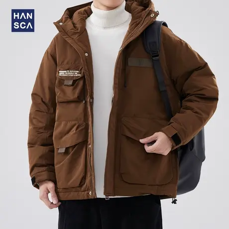 hansca美式户外潮牌工装羽绒服男冬季新款大口袋加厚保暖连帽外套图片