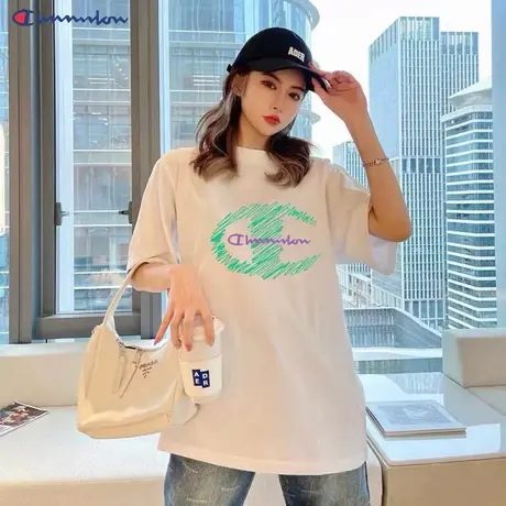 日本代购正品卖萌冠军男女款潮流涂鸦风短袖2024夏季圆领ins上衣图片