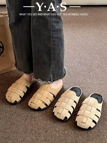 办公室拖鞋女夏外穿一脚蹬2024新款包头罗马半拖百搭休闲穆勒凉拖商品大图