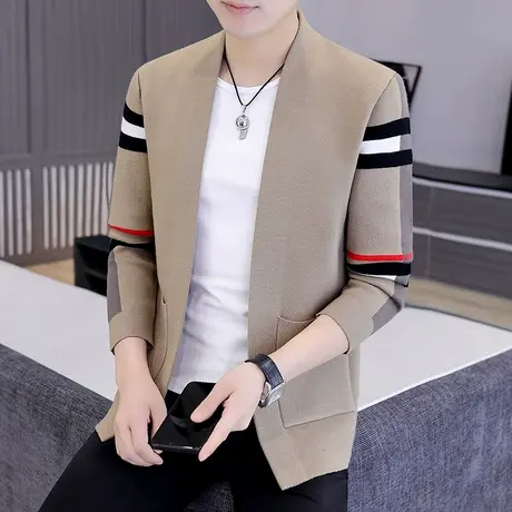 针织开衫风衣男士春秋季潮流羊绒衫线衣ins休闲百搭帅气披风外套商品大图