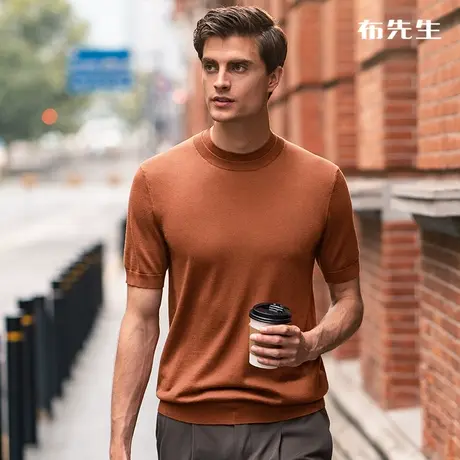 MrBu布先生时尚双层半高领贴身穿短袖羊毛t轻薄保暖男上衣BF11613商品大图