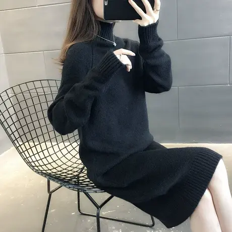 毛衣2023新款女装秋款秋装秋冬女士高领加绒加厚中长款外穿打底衫图片
