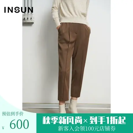 恩裳商场同款冬季简约百搭线条感设计宽松轻商务西裤女商品大图