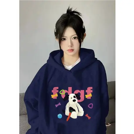 秋冬多巴胺穿搭卫衣女2023新款爆款美式连帽外套韩系慵懒风厚上衣商品大图