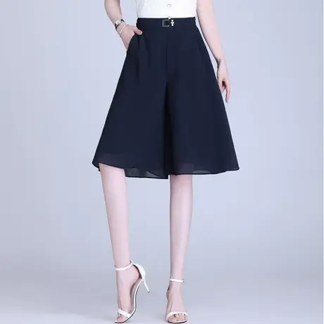 雪纺裙裤五分裤夏季女2023新款宽松高腰阔腿裤薄款大码休闲裤中裤图片