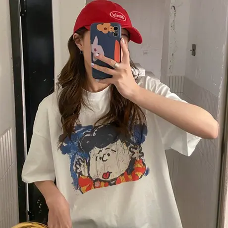 网红纯棉短袖t恤女2020夏季宽松韩版bf原宿风半袖ins超火上衣服潮图片