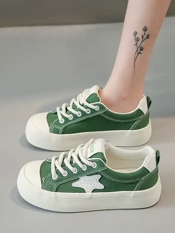 配裙子厚底小白鞋女ins潮薄款透气小众2023夏秋季新爆款帆布板鞋图片