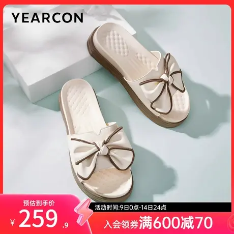 意尔康女鞋夏季女士凉拖鞋外穿蝴蝶结平底时尚凉鞋外出一字拖海边图片