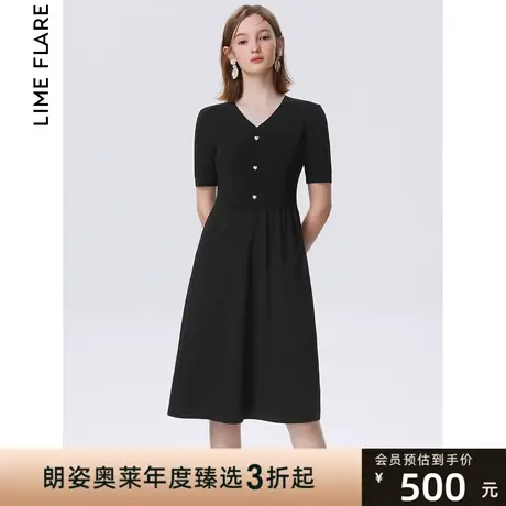 朗姿莱茵气质A字裙宽松2023春季新款设计感针织连衣裙小众高级感图片