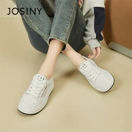 Josiny/卓诗尼小白鞋女款2024新款春季厚底百搭运动休闲板鞋女鞋商品大图