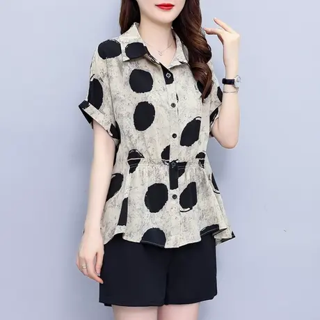 短袖衬衫上衣女夏款2023新款洋气质减龄大码雪纺小衫轻熟法式小众商品大图