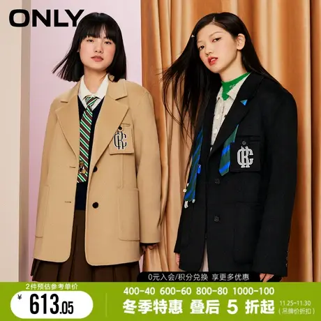 ONLY冬季学院风减龄双面呢西装毛呢大衣外套女|122327003图片