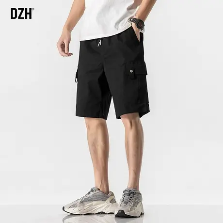 男士黑色休闲五分裤男夏季薄款宽松裤子2023新款工装短裤潮牌中裤商品大图
