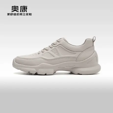【门店发货】Aokang奥康秋季新款时尚休闲鞋男真皮厚底耐磨鞋商品大图
