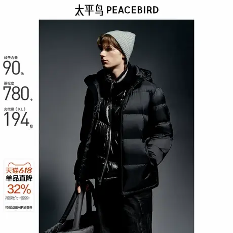 【商场同款】太平鸟男装 2024年冬季新款鹅绒羽绒服男B1ACE4444商品大图