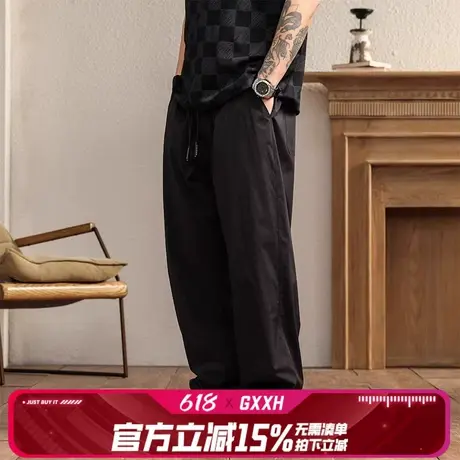GxxH大码冰丝休闲裤男士加肥加大长裤胖子裤子夏季薄款冰丝运动裤商品大图