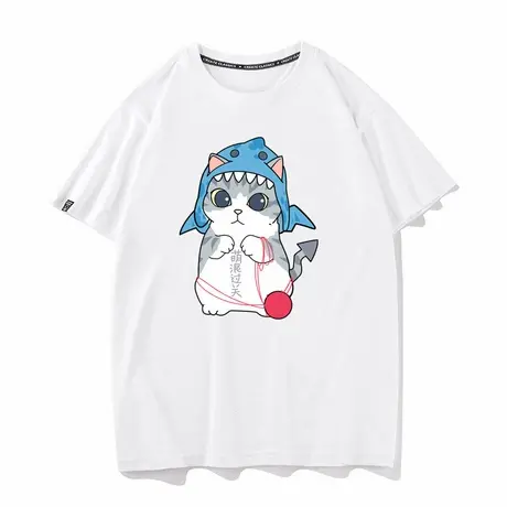秀洛萌混过关萌萌哒可爱猫咪情侣装衣服小众半袖卡通猫咪短袖T恤商品大图