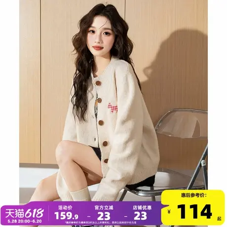 唐狮2025春季新款女毛衣软糯开衫小个子毛线衫卡通小狗甜美舒适商品大图