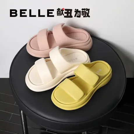 【立即付尾款】周雨彤同款百丽棉花糖一字拖鞋可外穿凉鞋商品大图