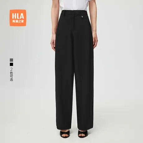 HLA/海澜之家纯色弹力休闲裤25春夏新直筒梭织职场风通勤裤子女装商品大图