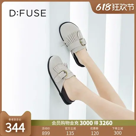 DFuse秋季款羊绒圆头流苏勃肯鞋厚底拖鞋商品大图