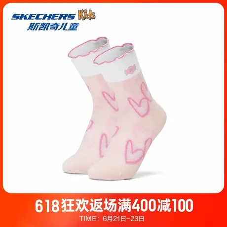 Skechers斯凯奇儿童袜子柔软舒适透气女童袜子时尚多彩中筒袜子商品大图