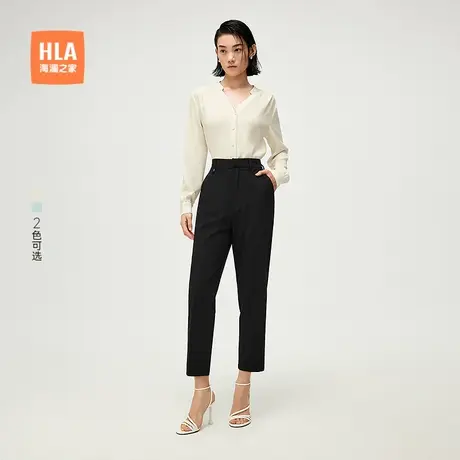 HLA/海澜之家宽松长袖衬衫25春夏新V领时尚舒适气质优雅上衣女装商品大图