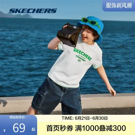 斯凯奇2025夏季新品男女通用圆领短袖直筒型运动休闲缤纷休闲t恤图片