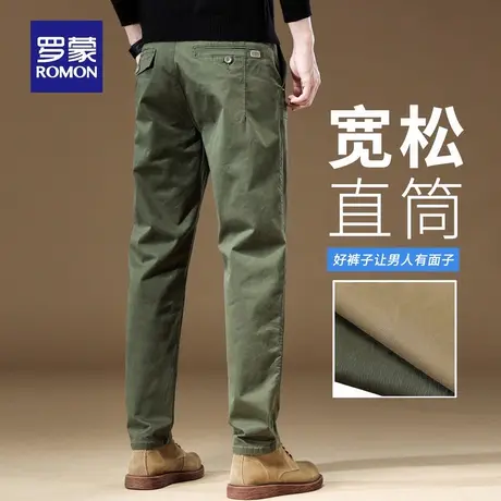 罗蒙新款秋季宽松休闲裤男士微弹耐磨工装裤舒适直筒复古裤子N1Z商品大图