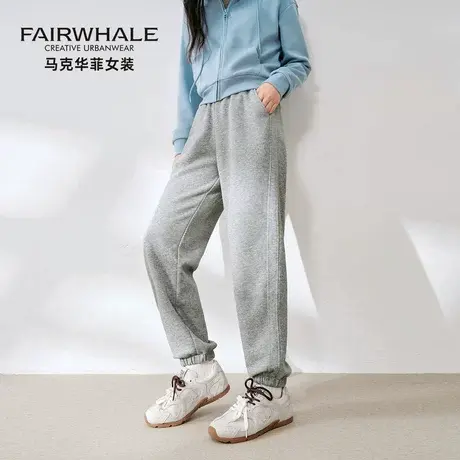 马克华菲灰色运动裤女2025新款春秋季宽松束脚小个子显瘦休闲卫裤商品大图