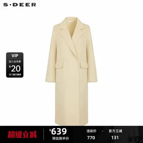 sdeer圣迪奥女装OL风西装领直筒双面呢长款大衣S233Z2524图片