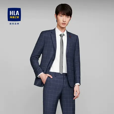 【三件套】HLA/海澜之家23春格纹套装西服三件套休闲绅士套西图片